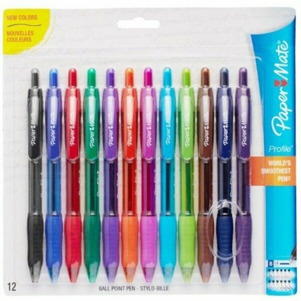 Paper Mate Pens, Ballpoint, Profile, Retractable, 1.4mm, 1Assorted, 12PK PAP1788863